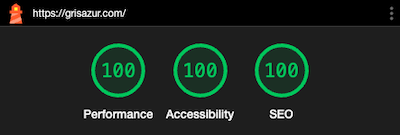résultat Lighthouse 100% performance